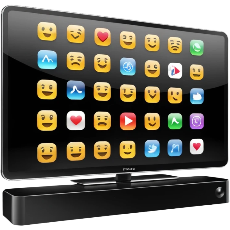 smart 4k big thin screen tv, iPhone emoji style, side view emoji