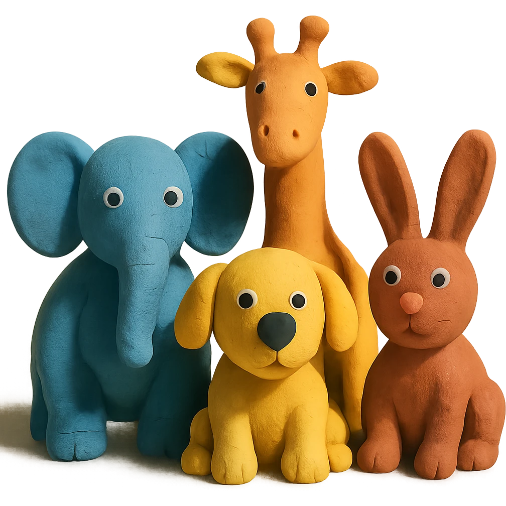 claymation style group of animals without background emoji