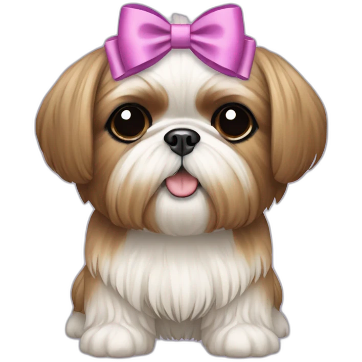 Dog Shih Tzu with a bow on head full-body emoji