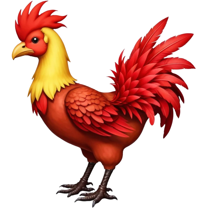 Red chocobo from Final Fantasy, large bird-like mount with bright red feathers emoji