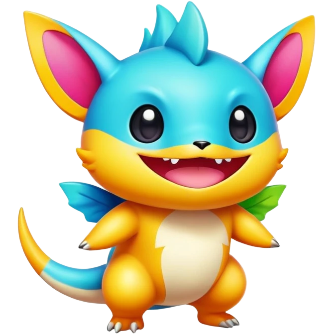 Colorful vibrant chibi Fakémon-creature emoji