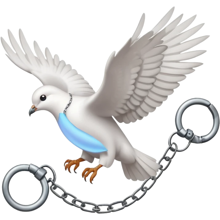 Freedom, the dove flies away, Break, Handcuffs, Escape, Chains, Broken emoji