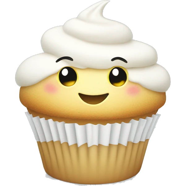White cupcake with a happy face emoji