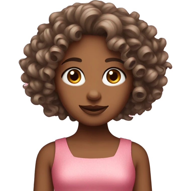 curly girl whith pink dress emoji