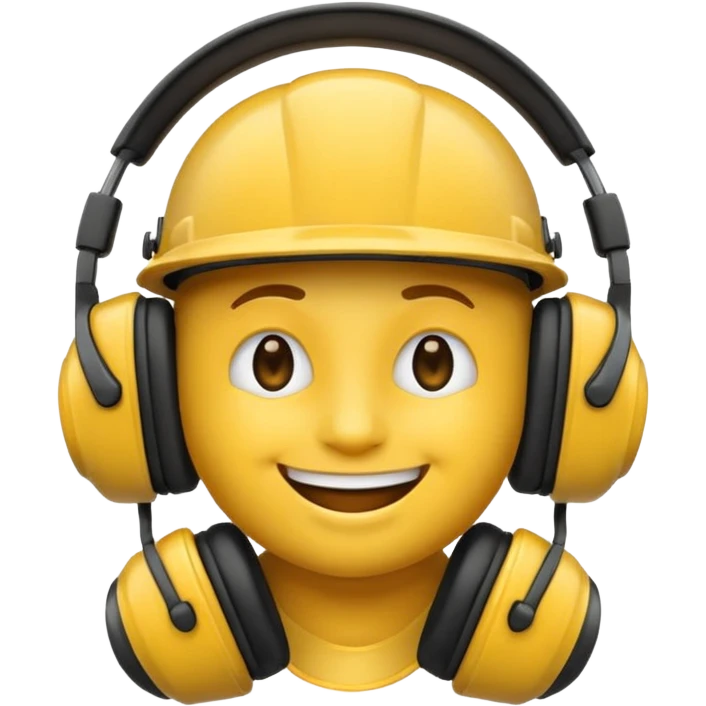 un emoji qui écoute de la musique avec un casque avec un léger sourire emoji