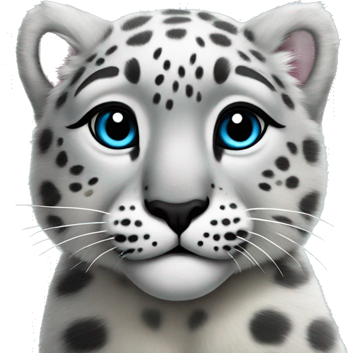 Snow leopard kiss with heart  emoji