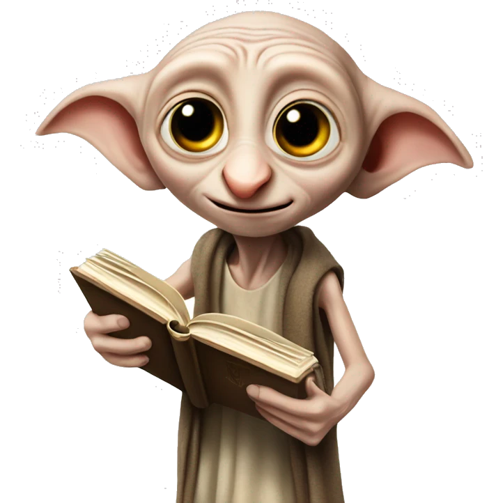 Dobby holds a book in his hand emoji
