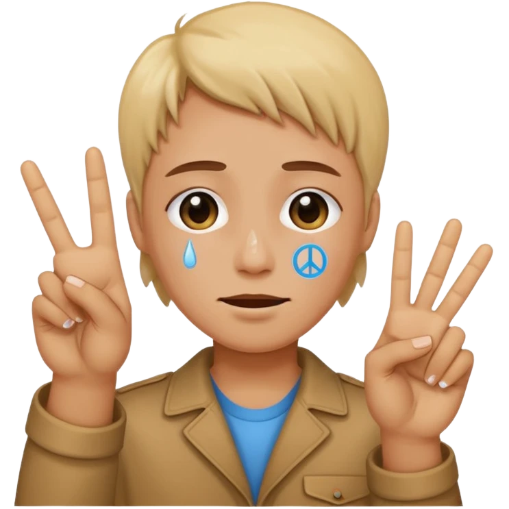 Crying while holding up a peace sign  emoji