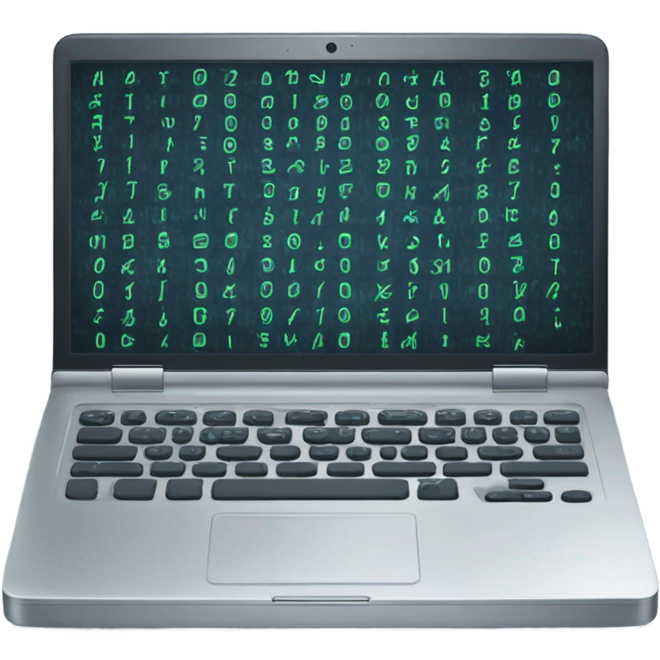 laptop with binary code on screen emoji