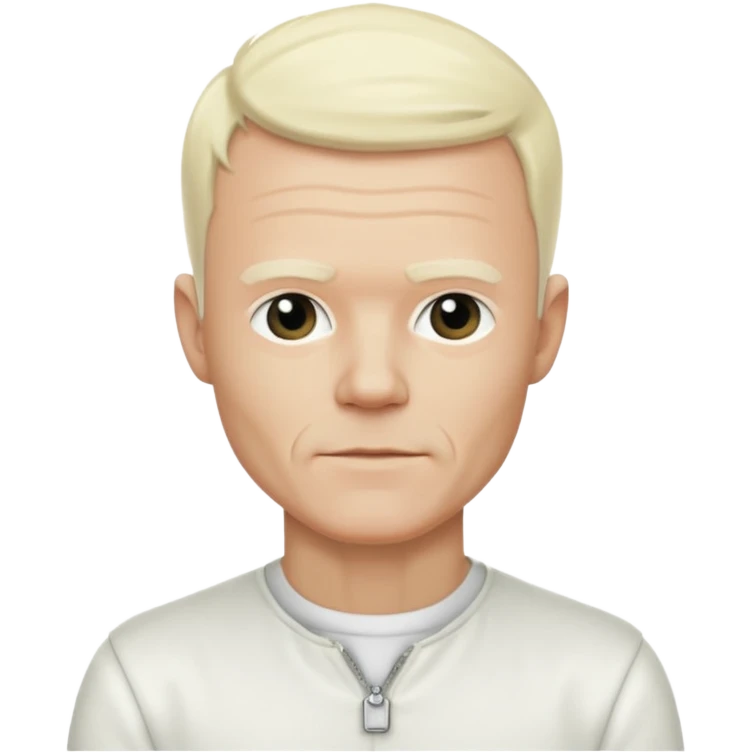 Jimmy Somerville with platinum blonde hair, white outfit emoji