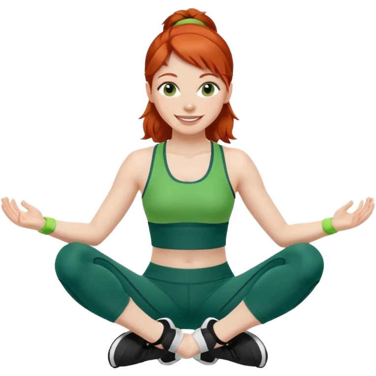 pilates girl whit redhead whit green olvide sports set emoji