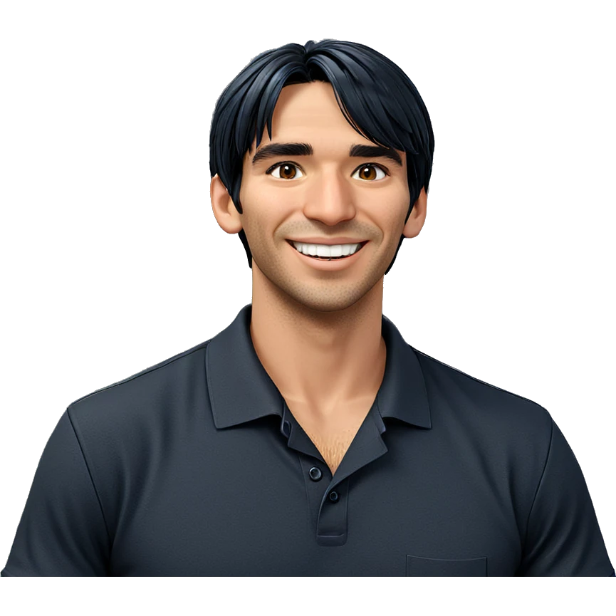 smiling male in black shirt emoji