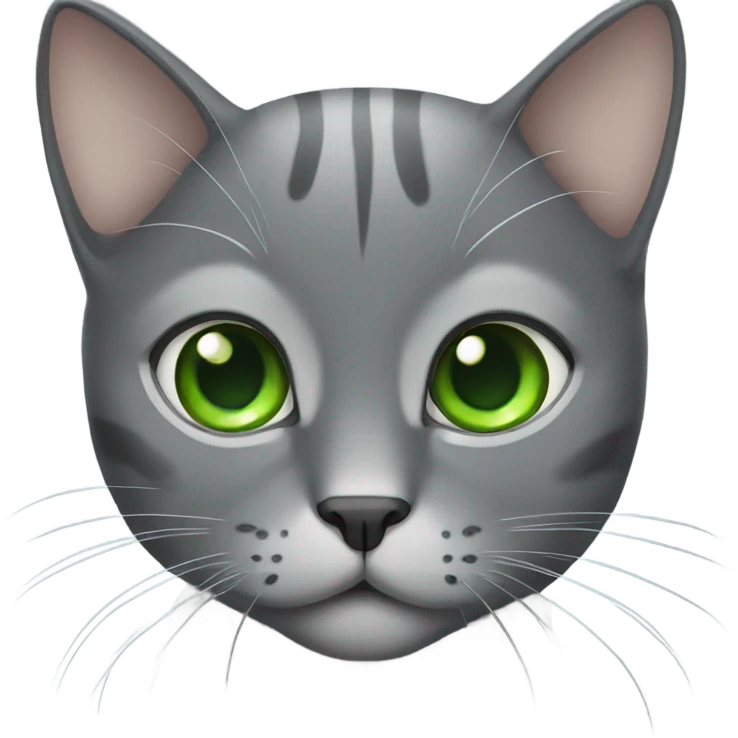 Grey cat with green eyes emoji