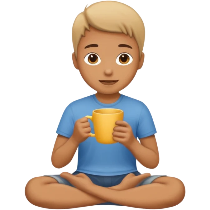 Create an emoji that shows a person sitting on the ground holding a cup. emoji