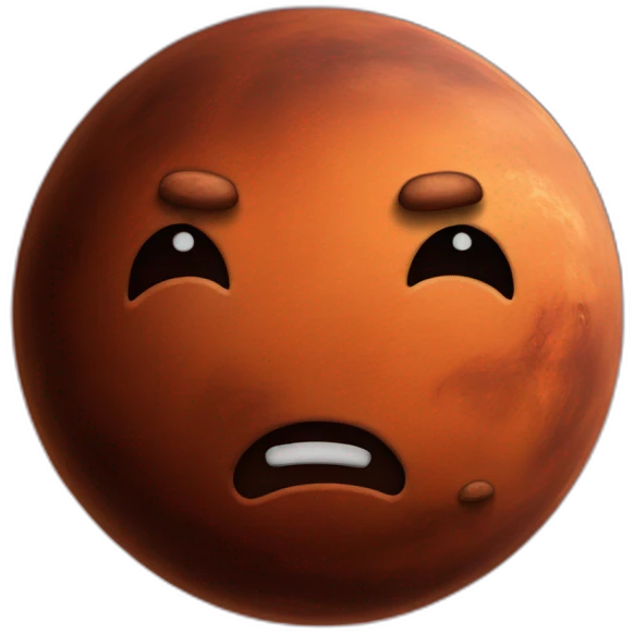 Planet Mars with a face emoji