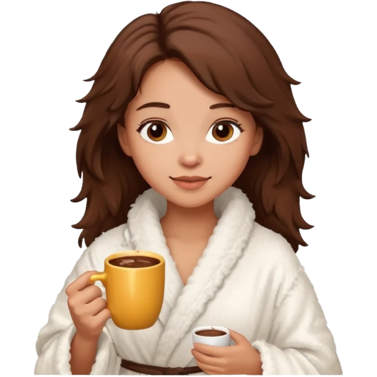{
      "type": "human",
      "look": "fluffy robe woman, messy hair, holding cup of cocoa",
      "description": "a woman in a fluffy robe with messy hair, holding a cup of cocoa"
    } emoji