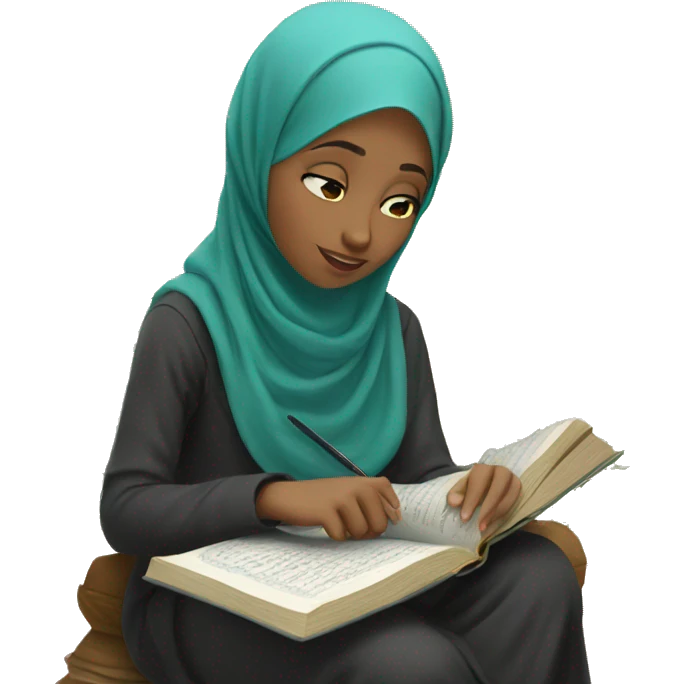 Girl with hijab reading the Quran  emoji