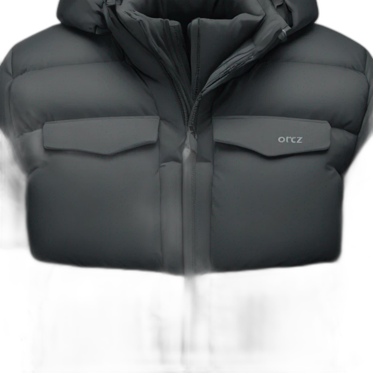 a black down jacket from the corteiz brand with corteiz marking on the left on the pectorals emoji