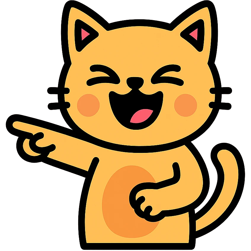 cat pointing and laughing icon emoji