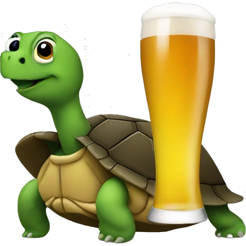 Minimalistic turtle drinking a Beer emoji