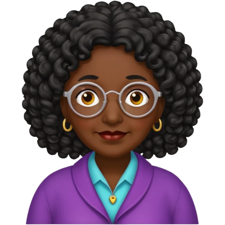 Dark skin grandma with 3c-4a long black curly hair  emoji