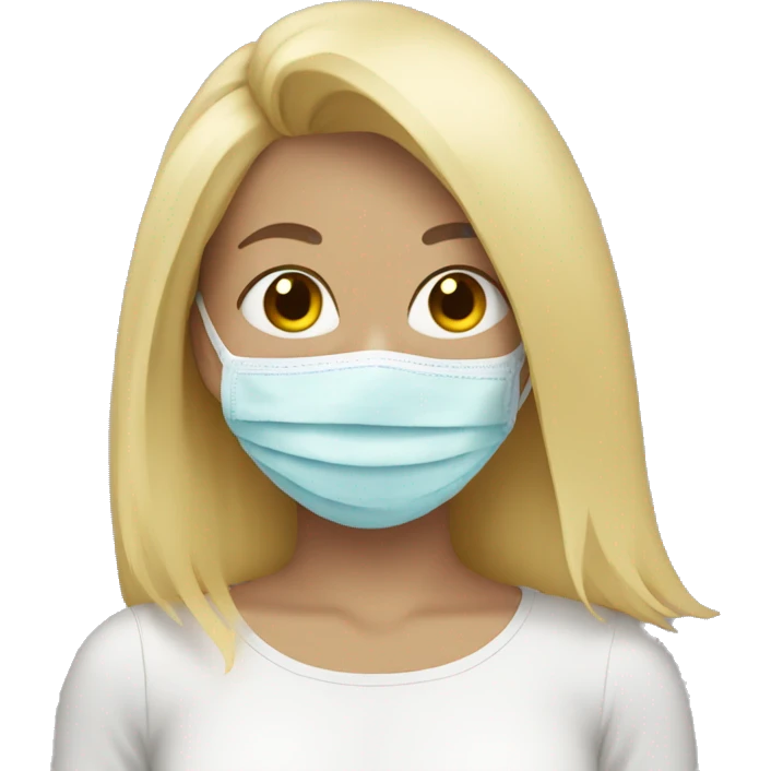 Blonde girl with face mask on emoji