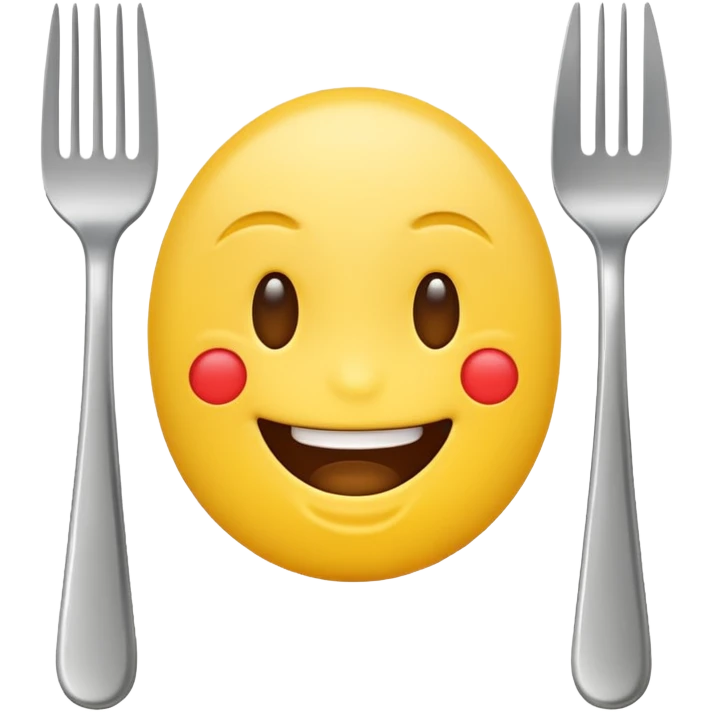 smiling emoji with fork and knife emoji