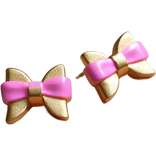 Little gold pink bow earrings emoji