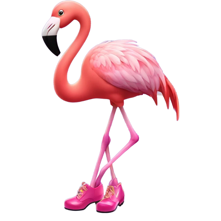  A pink flamingo with tap-dancing shoes emoji