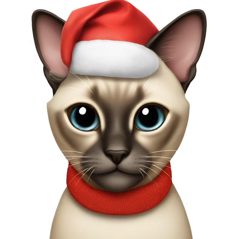 Siamese cat wearing Santa hat emoji