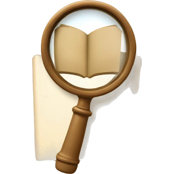 A book in beige tones with a magnifying glass on it emoji