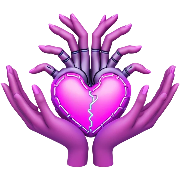Neon cyberpunk style 
heart made of  hands emoji