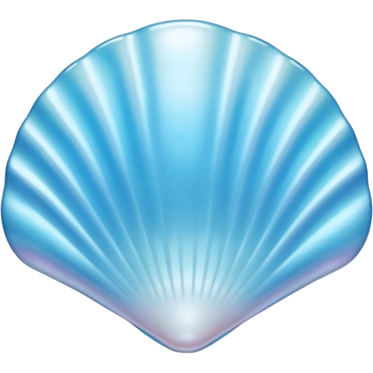 Light blue Mother-of-pearl shell emoji, pearl texture, soft gradient, smooth curves, glossy finish emoji