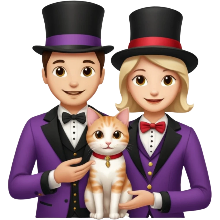 magician couple and their pet cat emoji