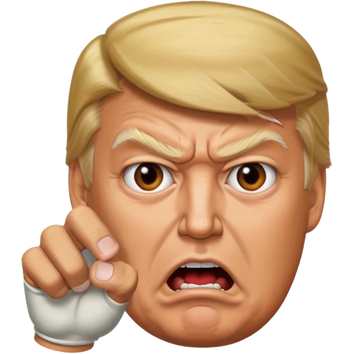 donald trump is angry. and he shows it with hand emoji