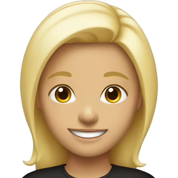 blonde girl smiling in black emoji