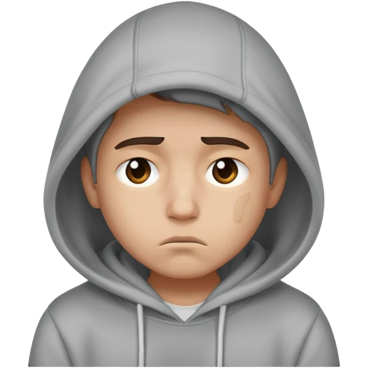 Sad face with hoodie on emoji
