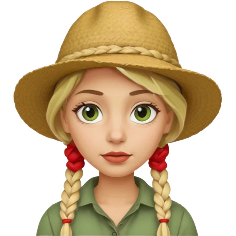 messy green clay mask and red tourist hat blond braided woman big eyes emoji