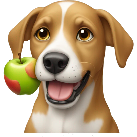 Dog eating apple emoji