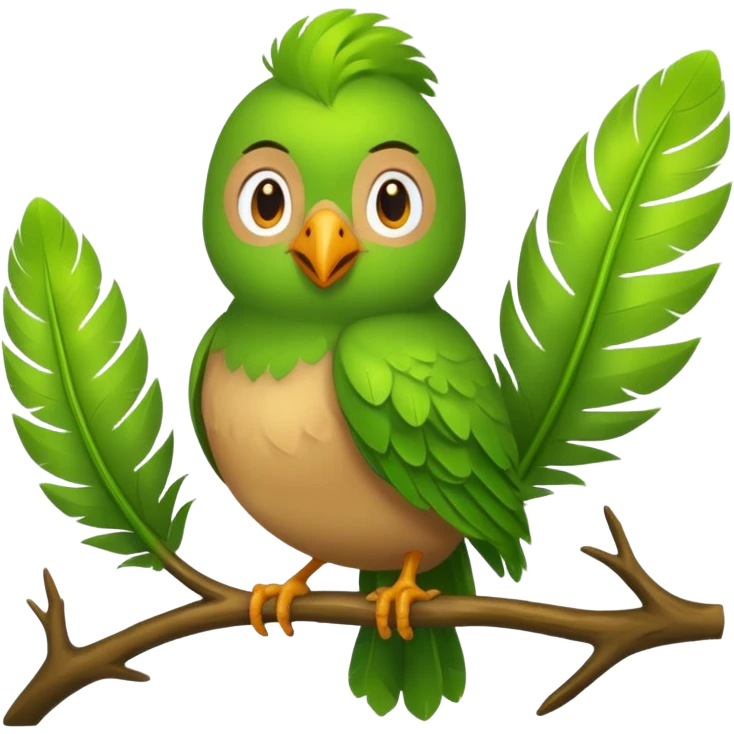 duolingo bird on the branch of tree emoji