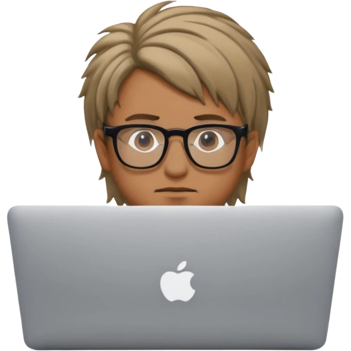 a man behind mackbook the man being little visible form the front emoji