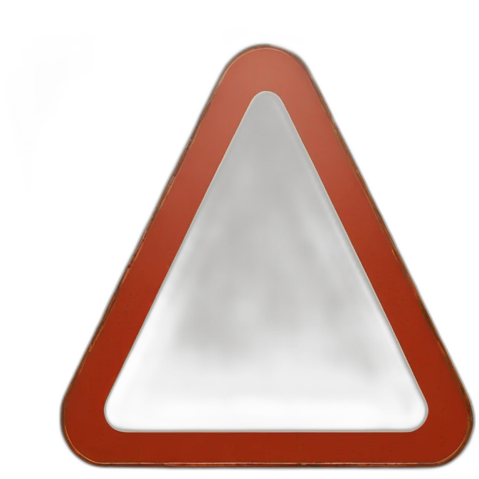 Rusty red inverted triangle road sign emoji