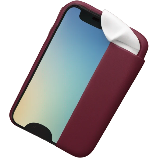 iPhone with burgundy case emoji