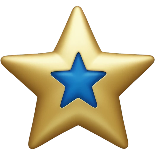 Gold star with blue number five inside emoji