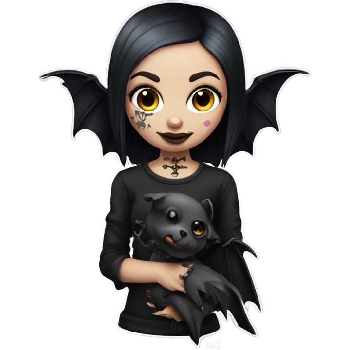 tattoo goth girl with pet bat emoji