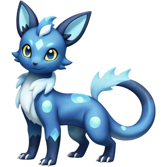 Shiny icy iridescent Pastel Nebulae Salandit-Meowstic-Umbreon-Fakémon-hybrid-creature (full body)  emoji