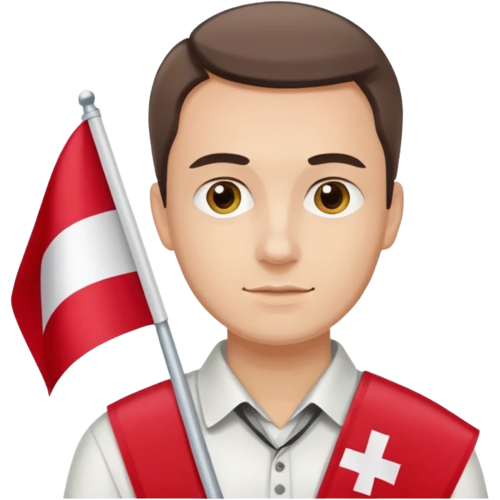 ultra realistic polish man with two-colored poland flag emoji