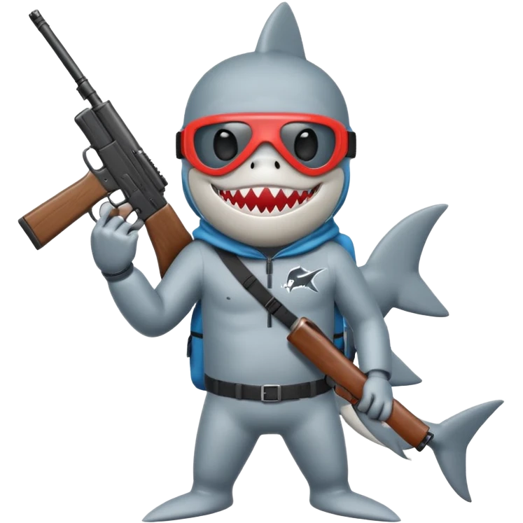 Shark wearing ski mask with a gun in his left hand  emoji