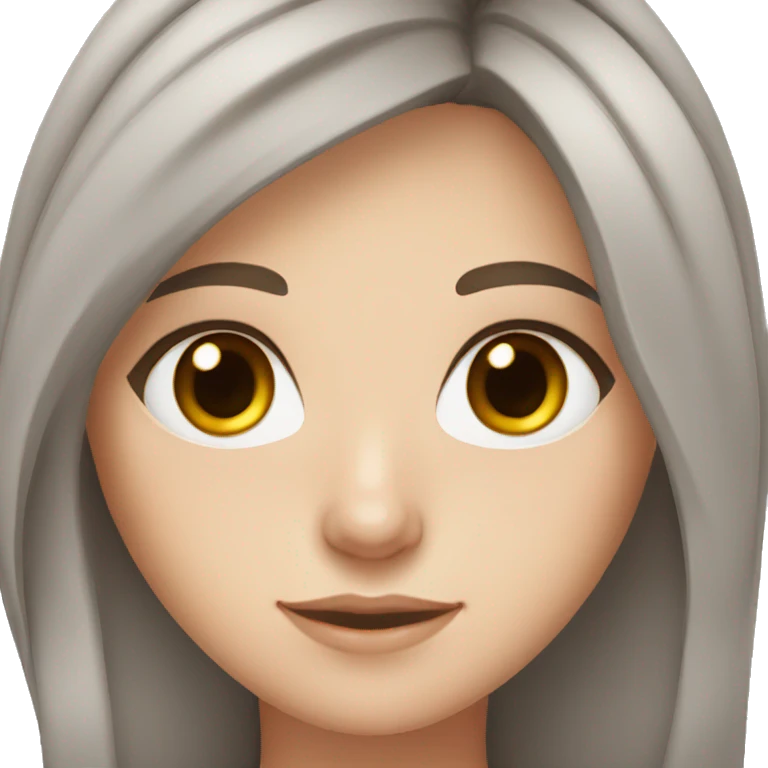 White Girl with freckles, brown hair, grey eyes, emoji