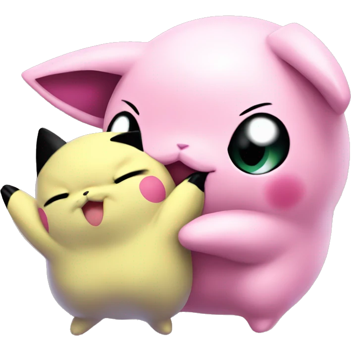 Jigglypuff kissing pikachu emoji